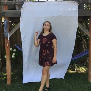 Maroon floral printed dress